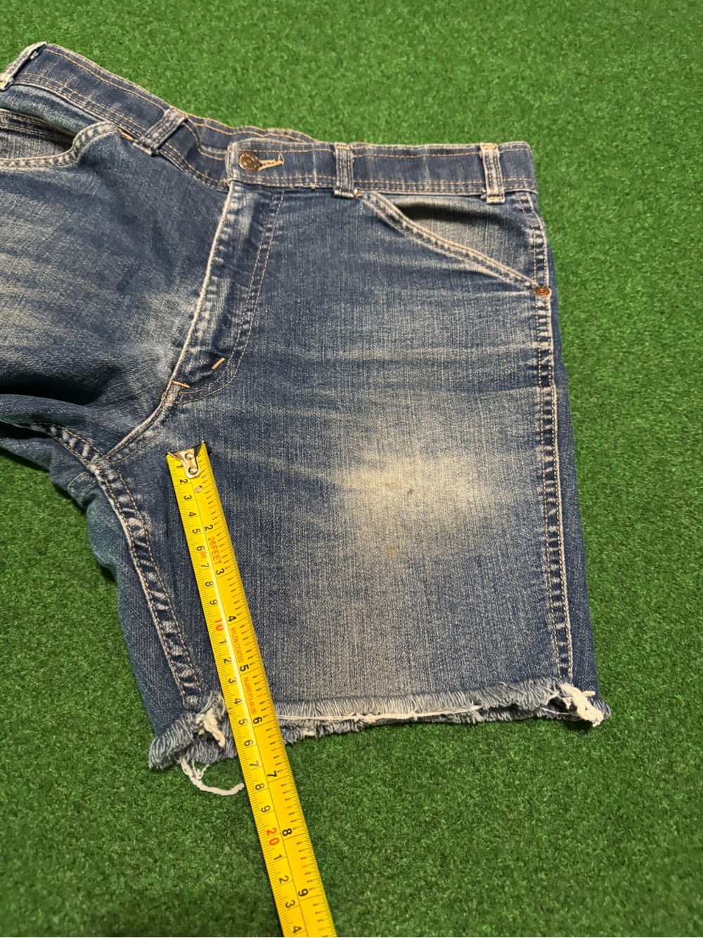 Levis 70s Cutoff Jorts Vintage Talon Zipper 6” 32 Denim Shorts Orange Tab - Picture 6 of 9